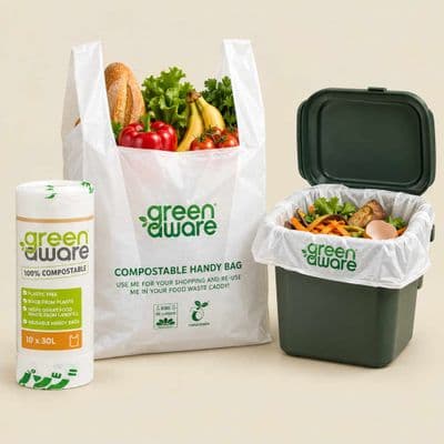 Large GreenAware Biodegradable Compostable Carrier & Caddy Bags 12L | Pack of 10