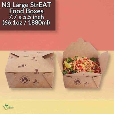 Large StrEAT Biodegradable Compostable Food Container Boxes | Packs of 50