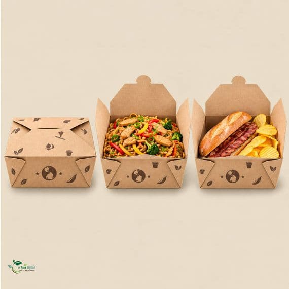 Large StrEAT Food Biodegradable Compostable Food Container Boxes | 8 x 6