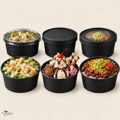 Medium Noir Compostable Food Container Bowls 24oz | Box of 300