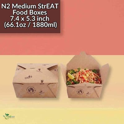 Medium StrEAT Compostable Biodegradable Takeaway Food Container Boxes | Pack of 50