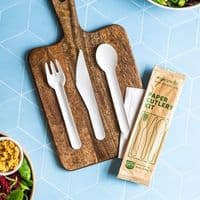 N1 Bulk Paper Wrapped Compostable Biodegradable Full Cutlery Set x 250