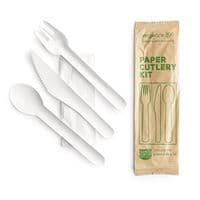 N1 Bulk Paper Wrapped Compostable Biodegradable Full Cutlery Set x 250