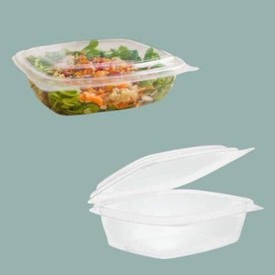 N1 Bulk Standard Biodegradable Compostable Hinged Dessert Deli Salad Container 12oz x 300
