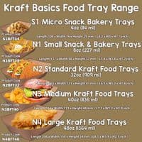 N1 Bulk Standard Kraft Budget Biodegradable Compostable Food Trays 8oz x 1000