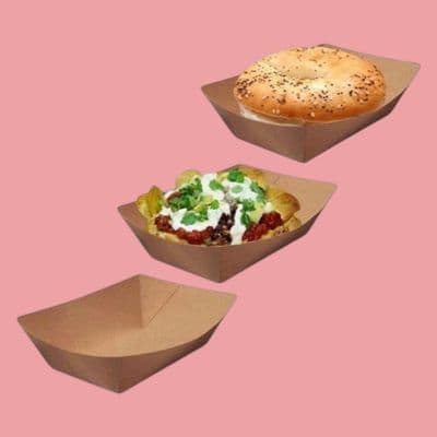 N1 Bulk Standard Kraft Budget Biodegradable Compostable Food Trays 8oz x 1000