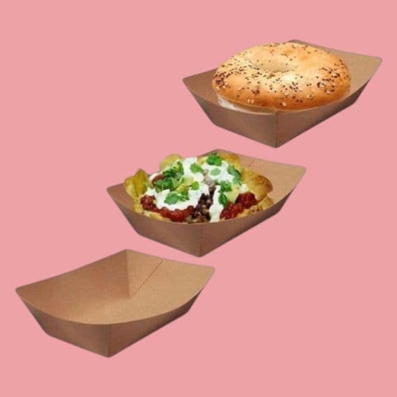 N1 Bulk Standard Kraft Budget Biodegradable Compostable Food Trays 8oz x 1000