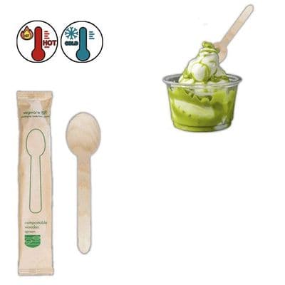 N1 Bulk Wood Wrapped Biodegradable Compostable Disposable Spoons 6.5