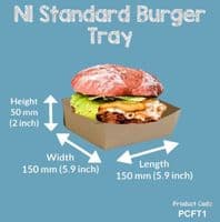 N1 Cardboard Standard Biodegradable Compostable Burger Food Trays x 45