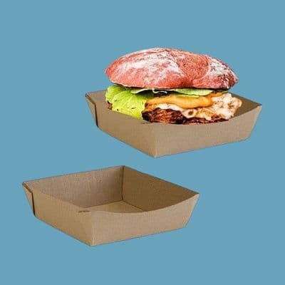 N1 Cardboard Standard Biodegradable Compostable Burger Food Trays x 45