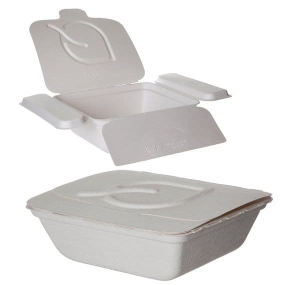 N1 Folia Standard Sugarcane Biodegradable Compostable Food Containers 36oz x 50