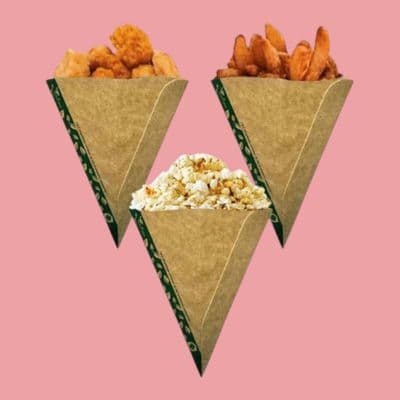 N1 Kraft Biodegradable Compostable Chip Snack Cones 12oz x 100