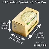 N1 Kraft PLA Compostable Biodegradable Cake & Sandwich Box x 100