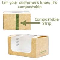 N1 Kraft PLA Compostable Biodegradable Cake & Sandwich Box x 100