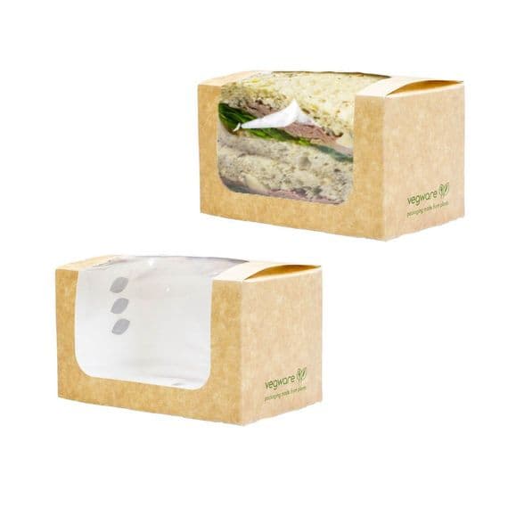 N1 Kraft PLA Compostable Biodegradable Cake & Sandwich Box x 100