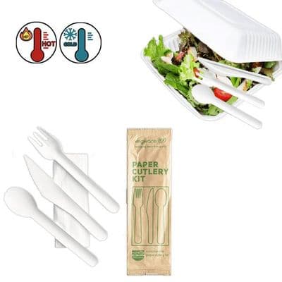 N1 Paper Wrapped Compostable Biodegradable Full Cutlery Set x 50