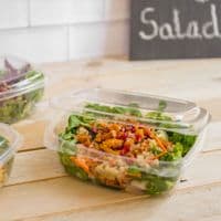 N1 Standard Biodegradable Compostable Hinged Dessert Deli Salad Container 12oz x 50