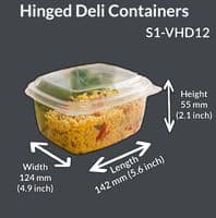 N1 Standard Biodegradable Compostable Hinged Dessert Deli Salad Container 12oz x 50