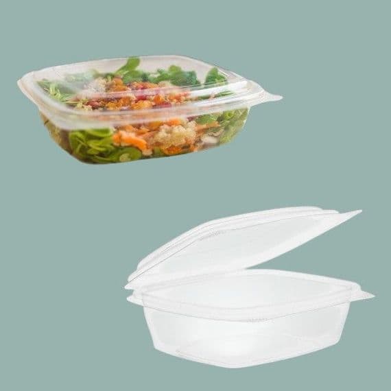 N1 Standard Biodegradable Compostable Hinged Dessert Deli Salad Container 12oz x 50