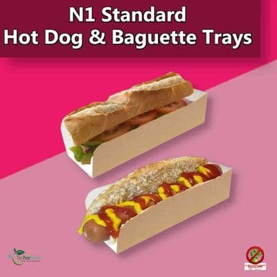 N1 Standard Biodegradable Compostable Hot Dog & BaguetteTrays 9x3