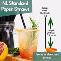 N1 Standard Biodegradable Compostable Striped Straws 6mm (Pack of 250)
