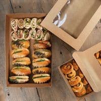 N1 Standard Cardboard & PLA Compostable Sandwich Buffet Platter Boxes 12x9