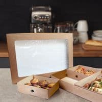 N1 Standard Cardboard & PLA Compostable Sandwich Buffet Platter Boxes 12x9