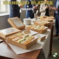 N1 Standard Cardboard & PLA Compostable Sandwich Buffet Platter Boxes 12x9