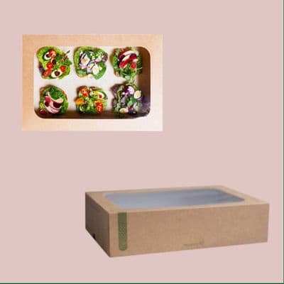 N1 Standard Cardboard & PLA Compostable Sandwich Buffet Platter Boxes 12x9