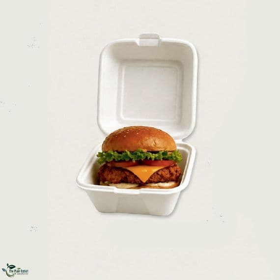 Sugarcane Bagasse Takeaway Food Boxes | Eco-Friendly Compostable Clamshell Meal Containers | Plastic-Free Street Food Catering Boxes