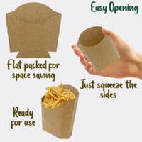 N1 Standard Kraft Compostable Biodegradable Chips & Fries Scoop Boxes 13oz x 100