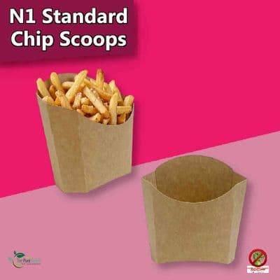 N1 Standard Kraft Compostable Chips Fries & Snack Scoop Boxes 18oz | Pack of 50