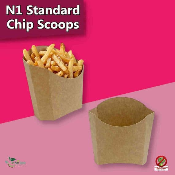 N1 Standard Kraft Compostable Chips Fries & Snack Scoop Boxes 18oz | Pack of 50
