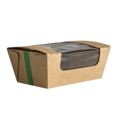 N1 Standard Premium Window Biodegradable Compostable Hot & Cold Food Boxes x 50