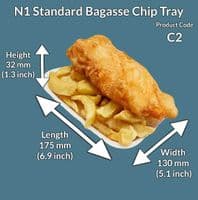 N1 Standard Sugarcane Compostable Biodegradable Chip Trays x 50