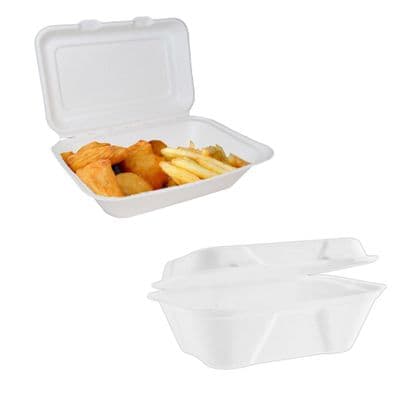 N1 Standard Sugarcane Compostable Biodegradable Food Container Boxes 7x5