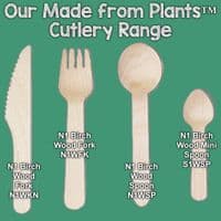 N1 Wood Compostable Disposable Wrapped Napkin & Cutlery Set x 50