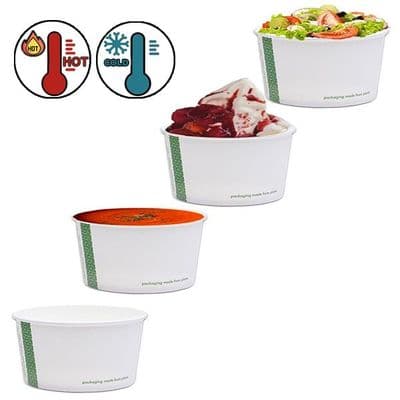 N115 Bulk Medium Cardboard Biodegradable Compostable Soup Ice Cream Container 12oz x 500