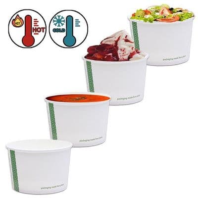 N115 Bulk XL Cardboard Biodegradable Compostable Soup Ice Cream Container 24oz x 500
