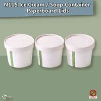 N115 Compostable Soup & Ice Cream Container Lid Range | 12 to 32oz | Box of 500