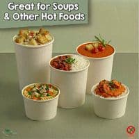 N115 Compostable Soup & Ice Cream Container Lid Range | 12 to 32oz | Box of 500