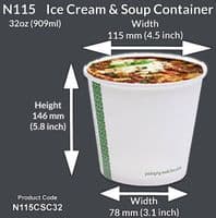 N115 PLA Biodegradable Compostable Cold Dome Lids 115mm x 50