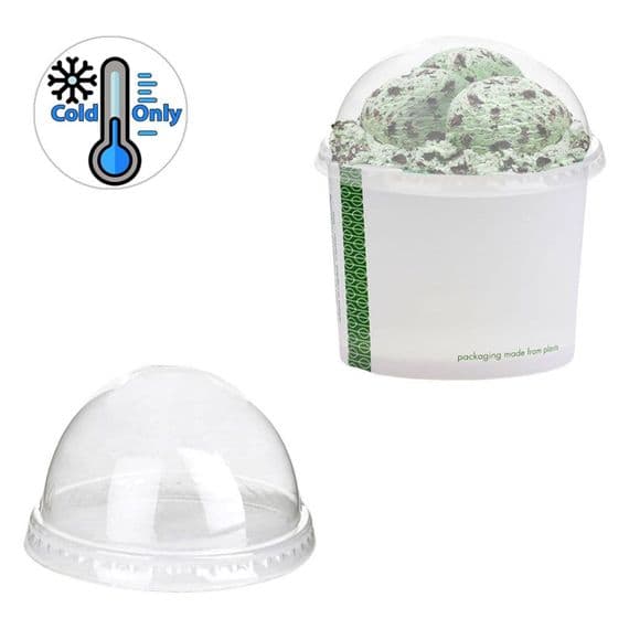 N115 PLA Biodegradable Compostable Cold Dome Lids 115mm x 50