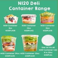 N120 Large Biodegradable Compostable Dessert & Deli Salad Containers 24oz x 50