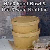 N150 Bulk Medium Biodegradable Compostable Food Container Bowls 24oz x 300
