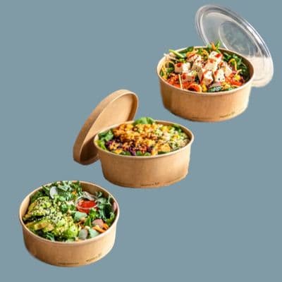 N150 Bulk Medium Biodegradable Compostable Food Container Bowls 24oz x 300