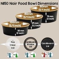 N150 Bulk Noir Large Biodegradable Compostable Food Container Bowls 34oz x 300