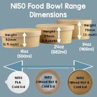 N150 Cardboard Biodegradable Compostable Hot & Cold Food Bowl Lids 150mm x 50