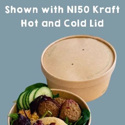N150 Cardboard Biodegradable Compostable Hot & Cold Food Bowl Lids 150mm x 50