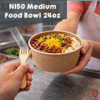 N150 Kraft Biodegradable & Compostable Food Container Bowls (Box of 300) | Eco-Friendly Open-Top Paperboard Salad & Street Food Bowls | Plastic-Free Takeaway Salad Bowls